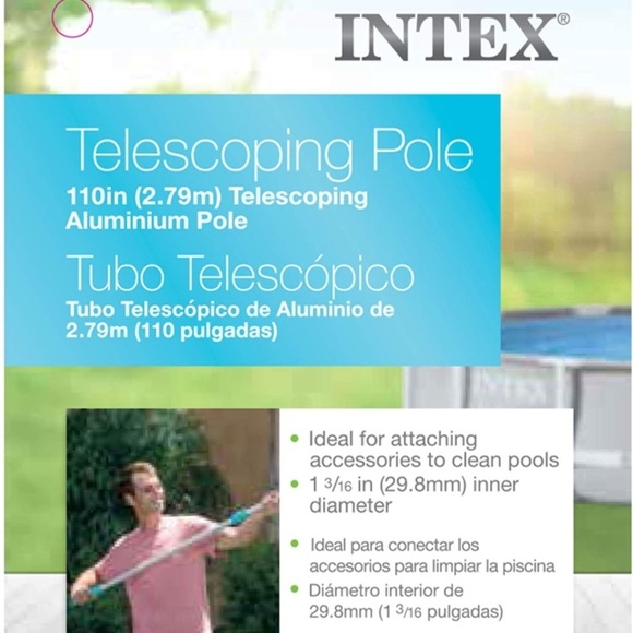 NWT Intex Telescoping Pole 2.69 Meters Aluminium Pool Cleaning Accessory Rod - Picture 5 of 5